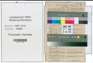 Entnazifizierung Henriette Finkemeier , geb. 02.03.1891 (Jugendleiterin)