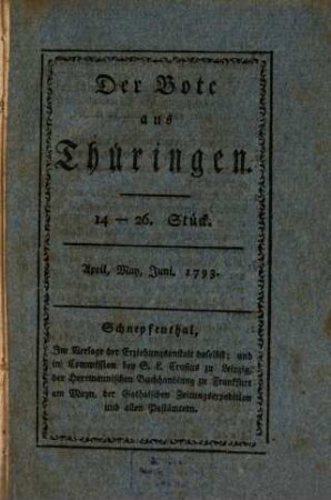 Der Bote aus Thüringen. 14/26, 14/26. 1793. - S. 106 - 208