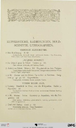 I. Kupferstiche, Radierungen, Holzschnitte, Lithographien (Nr. 1-1499)