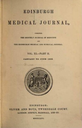 Edinburgh medical journal. 11,2. 1866
