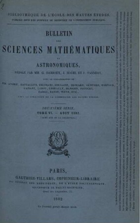 Tome VI. - Aout 1882.
