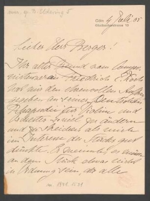 Brief an Wilhelm Berger : 04.07.1905