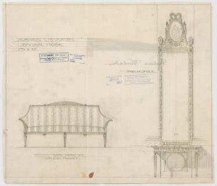 Thiersch, Friedrich von; Wiesbaden; Kurhaus - Möbel im Weinsaal (Ansichten)