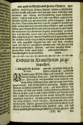 Gebeter in Kranckheiten zu gebrauchen.