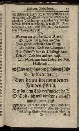 Eilffte Betrachtung. Von denen überwundenen Feinden Christi.