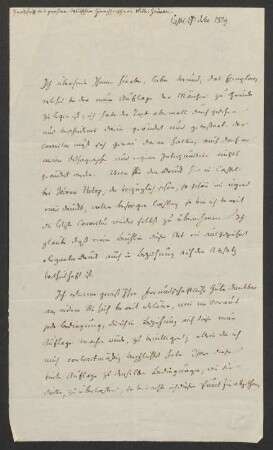 Brief an Georg Andreas Reimer, geschrieben von Wilhelm Grimm