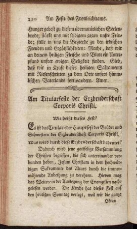 Am Titularfeste der Erzbruderschaft Corporis Christi.