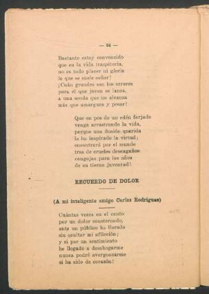 Recuerdo de dolor : (A mi inteligente amigo Carlos Rodríguez)