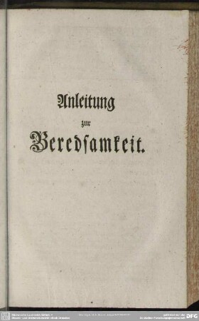Anleitung zur Beredsamkeit