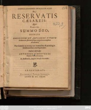 Conclusiones Inaugurales De Reservatis Caesareis