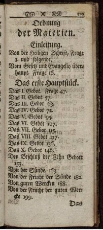 Ordnung der Materien.