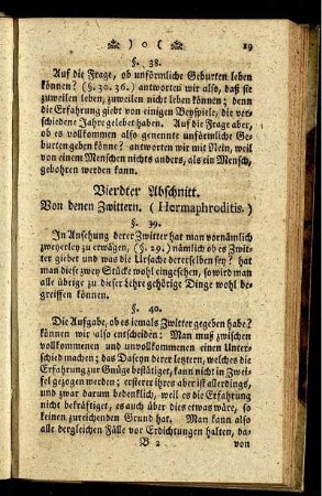Vierdter Abschnitt. Von denen Zwittern. (Hermaphroditis.)
