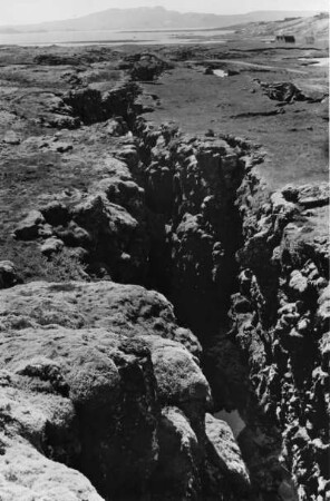 Vulkanische Erdspalte im Lavafeld von Thingvellir, Island