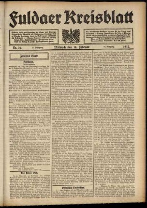 Zweite Ausgabe vom Mittwoch, den 14. Februar 1912.