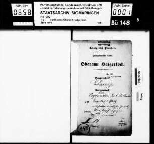 Organisation der beiden Ämter Haigerloch und Glatt, inbesondere wegen Zuteilung der wehrsteinischen Orte Betra, Empfingen und Fischingen