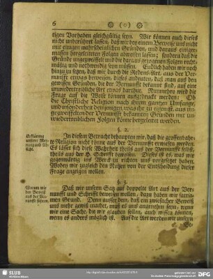 §. 3. Warum wir den Beweiß aus der Vernunfft führen