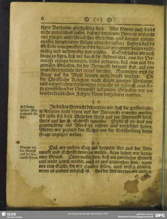 §. 3. Warum wir den Beweiß aus der Vernunfft führen