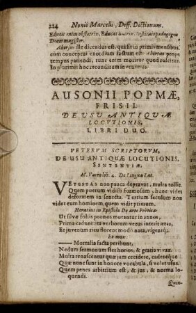 Ausonii Popmæ, Frisii. De Usu Antiquæ Locutionis. Libri Duo.
