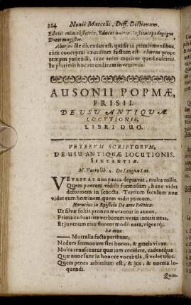 Ausonii Popmæ, Frisii. De Usu Antiquæ Locutionis. Libri Duo.