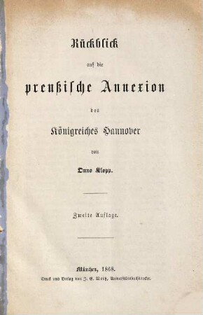 Rückblick auf die preußische Annexion des Königreiches Hannover