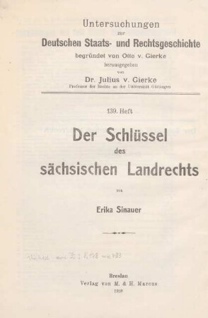Der Schlüssel des sächsischen Landrechts