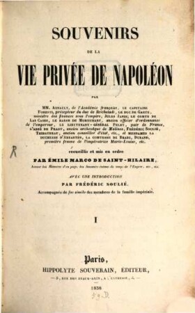 Souvenirs de la vie privée de Napoléon, 1
