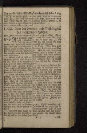 LXXI. Von der Eitelkeit und Mühseligkeit des menschlichen Lebens.