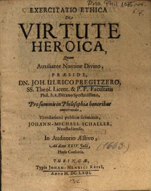 Exercitatio Ethica De Virtute Heroica