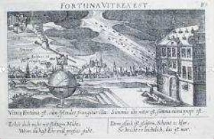 Erfurt, Ansicht mit allegorischer Szene (aus Fürst, Sciographia Cosmica, Nr. B 3)