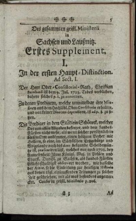 I. In der ersten Haupt-Distinction.
