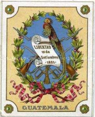 Postkarte mit Wappen von Guatemala