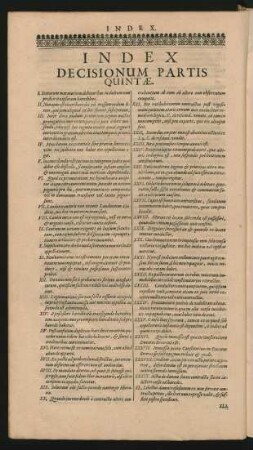 Index Decisionum Partis Quintae