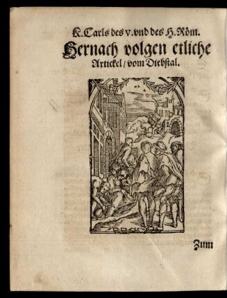 Hernach volgen etliche Artickel/ vom Diebstal.
