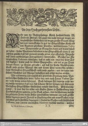 An den Hochgeehrtesten Leser
