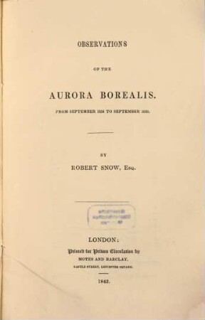 Observations of the Aurora Borealis