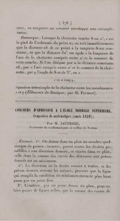 Concours d'admission a l'école normale supérieure.