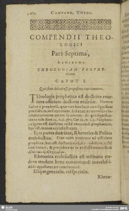 Pars Septima, Exhibens Theologiam Propheticam