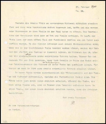 Bericht des ersten Sekretars an das General-Sekretariat
