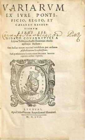 Variarvm ex ivre Pontificio, Regio, et Caesareo Resolvtionvm libri III