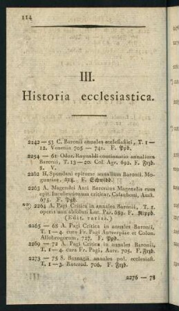 III. Historia ecclesiastica