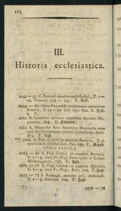 III. Historia ecclesiastica