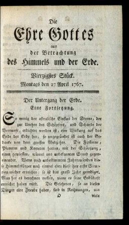 Vierzigstes Stück. Montags den 27 April 1767