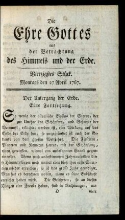 Vierzigstes Stück. Montags den 27 April 1767