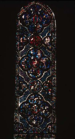 Chartres: Kathedrale, Glasfenster, Seitenschiff Süd, aufgenommen 5.9. 1957