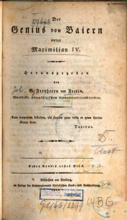 Der Genius von Baiern unter Maximilian IV, 1. 1802/04