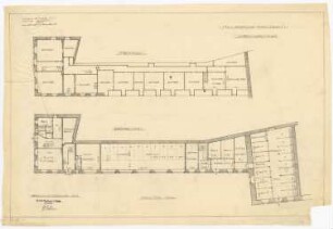 Schloss Erxleben Umbau I: Stallgebäude: Grundriss 1. OG und EG 1:100