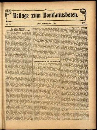 Zweite Ausgabe vom Sonntag, den 07. Juli 1907.