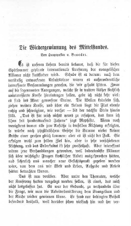 Die Wiedergewinnung des Mittelstandes.