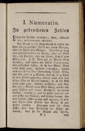 I. Numeratio. In gebrochenen Zahlen