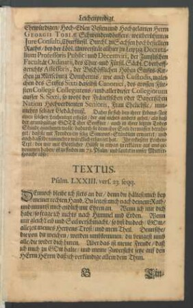 Textus. Psalm. LXXIII. vers 23. seqq.